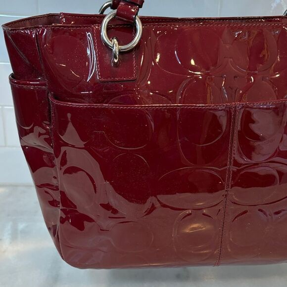 Coach Bag Purse Handbag Pocketbook EW Gallery Embossed High Gloss Patent Leather - Picture 5 of 16